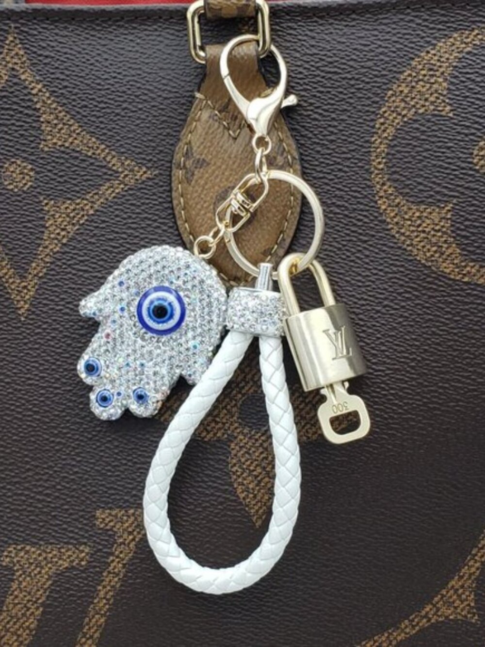 Louis Vuitton Gold Lock 🔑 Authentic LV Padlock + Unbranded Evil Eye Bag Charm